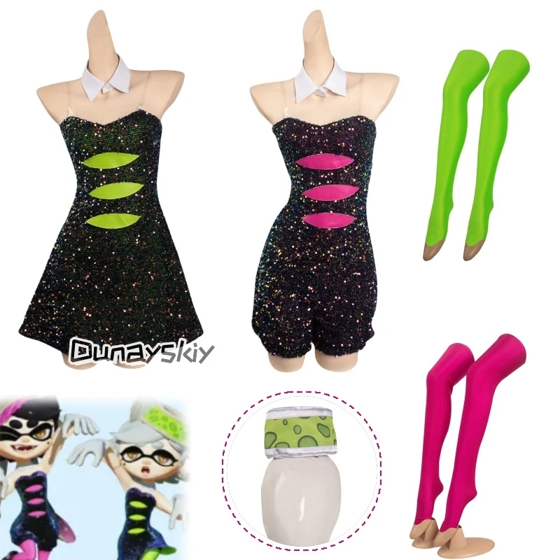 

Костюм для косплея Callie Marie, платье для женщин и девочек, комбинезон с повязкой на голову, серьги, наряды на Хэллоуин, карнавальный костюм для вечеринки