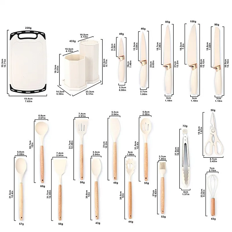 19-sets keukenmessen met een meshouder, professionele kookmessenset van roestvrij staal met koolstofgehalte, vakantiecadeaus