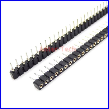 5 pces 1x40p 2.54mm redondo buraco fêmea encabeçamento estanho única linha 40pin 0.1 "quebrável empilhável pcb ic cristal soquete conector