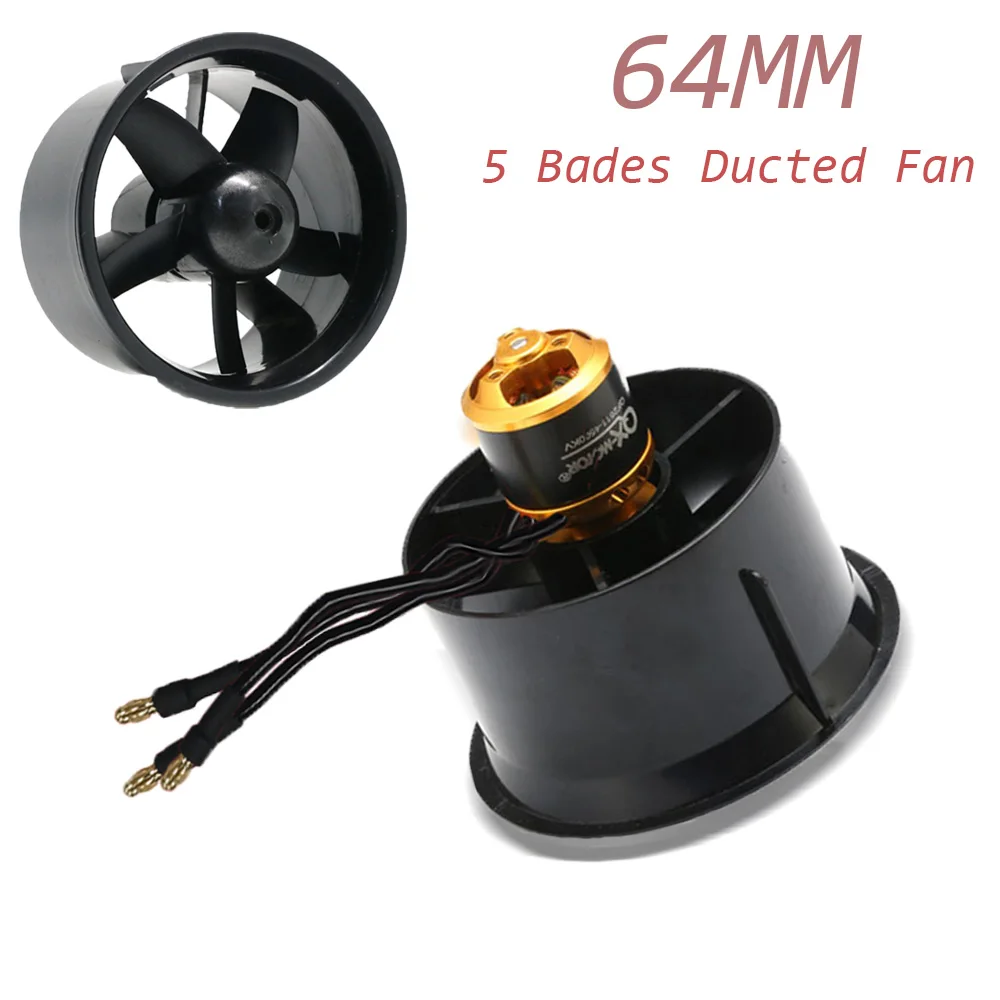 QX-MOTOR 64MM EDF QF2611 4500KV With 5 Blades Ducted Fan Brushless Motor For RC Ducted