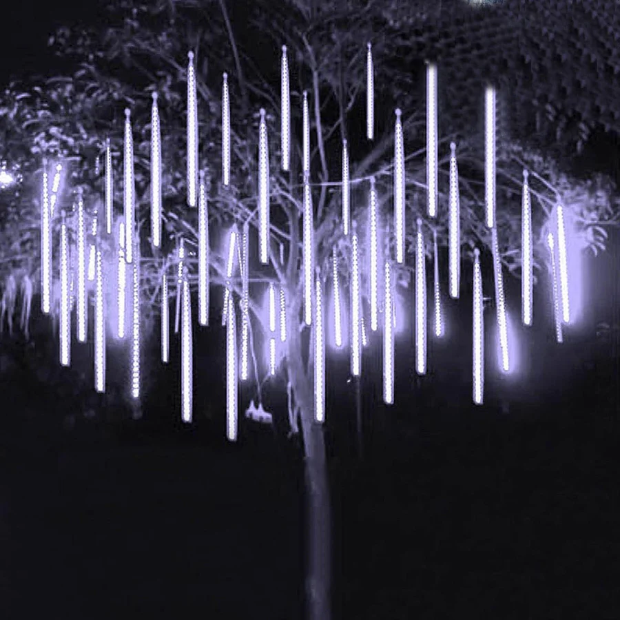 Tira de luces LED para Navidad, luces impermeables de lluvia de meteoritos, 8 tubos, luces de jardín de hadas para fiesta, boda, guirnalda, iluminación de vacaciones, 50CM