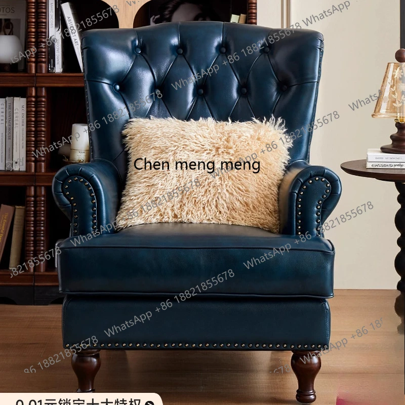 

American retro country leather sofa chair single high back simple chair cafe leisure chair