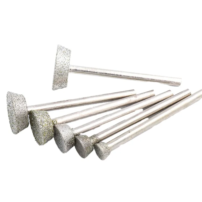 1/2/5/10 قطعة رؤوس طحن الماس شبه المنحرفة المقلوبة 2.35/3 مللي متر للنقش وإزالة الأزيز والحرف اليدوية والتنظيف #6