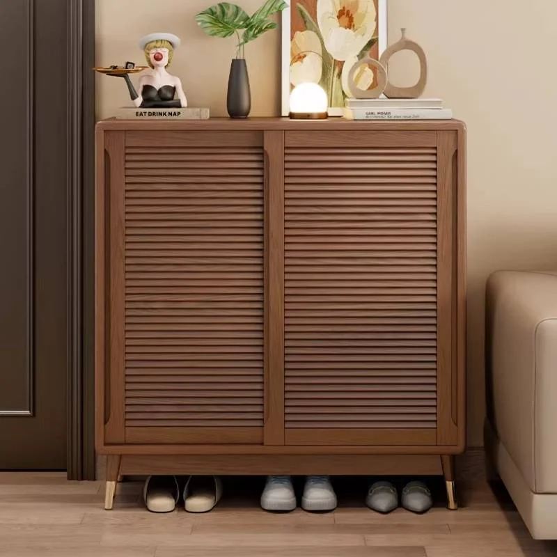 Dustproof Wooden Shoe Cabinet Narrow Design Strong Modern Narrow Shoe Cabinet Storage Space Saving Zapatero Vertical Furniture