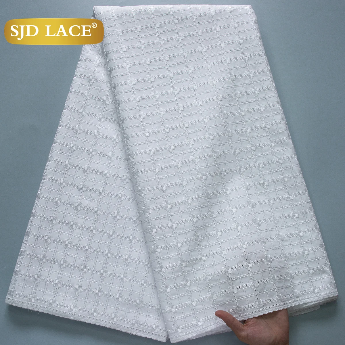 

SJD LACE Swiss Voile Lace African Cotton Lace Fabrics 5 Yards 2025 High Quality Nigerian Stones Cotton Lace for Women Dress 3823