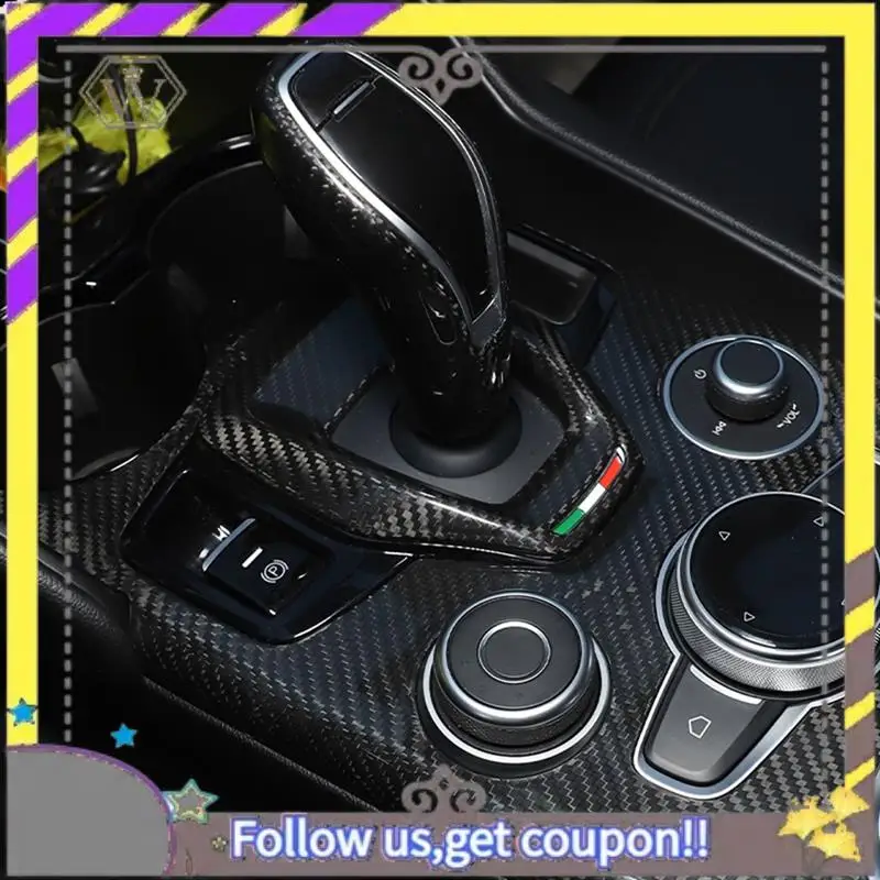 

ABXV-Dry Carbon Fiber Car Gear Shift Panel Frame Trim Cover Accessories For Alfa Romeo Giulia Stelvio 2020 2021 Interior Accesso