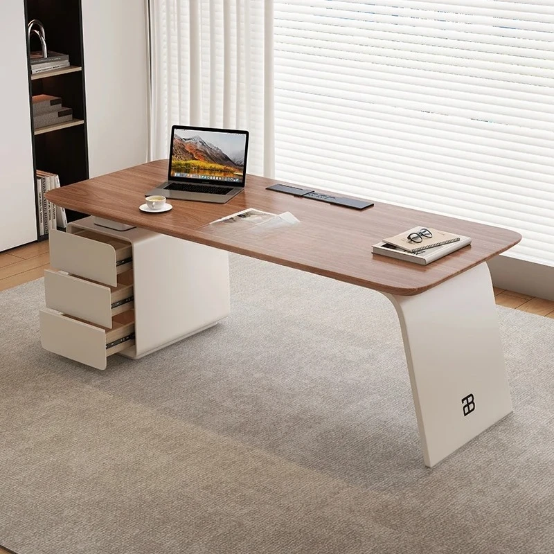 

Настольный светильник из цельного дерева, роскошный современный письменный стол в средневековом стиле, бытовой, высококачественный учебный компьютерный стол в кремовом стиле