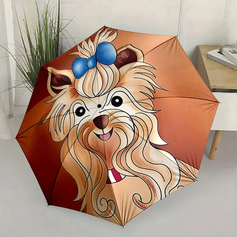 1PC Cute Dog Design Umbrella for Stylish Weather Protection Print 8 Iron Ribs Folding Umbrella Auto-Open Fashion Sunshade