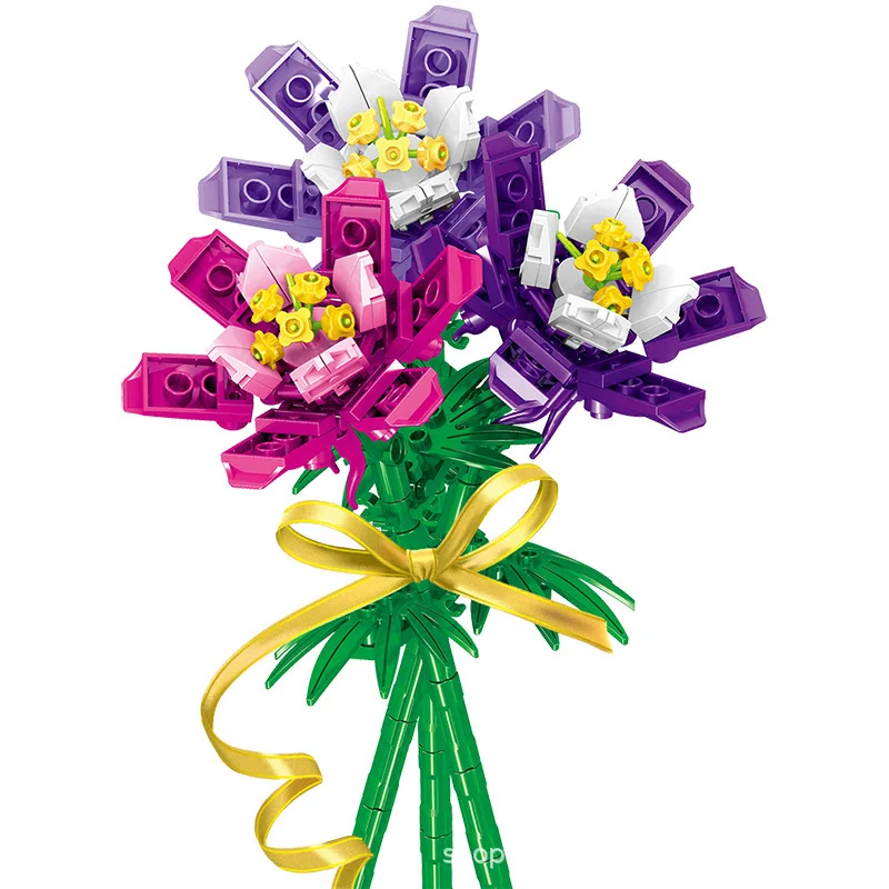 Flower Model Eternal Bouquet Building Blocks Creative Home Desk Plant Decoration Assemble Bricks Educational Toy Girl Kids Gifts