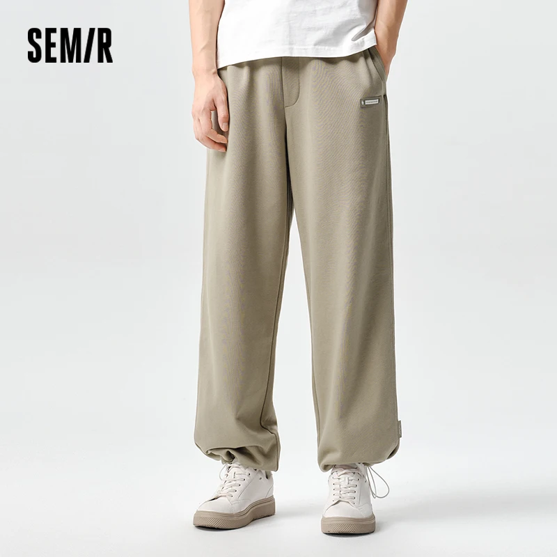 Semir Black Vertical-feeling Straight Trousers Men Loose Autumn and Winter Thickened Casual Cuffed Sweatpants Men Versatile