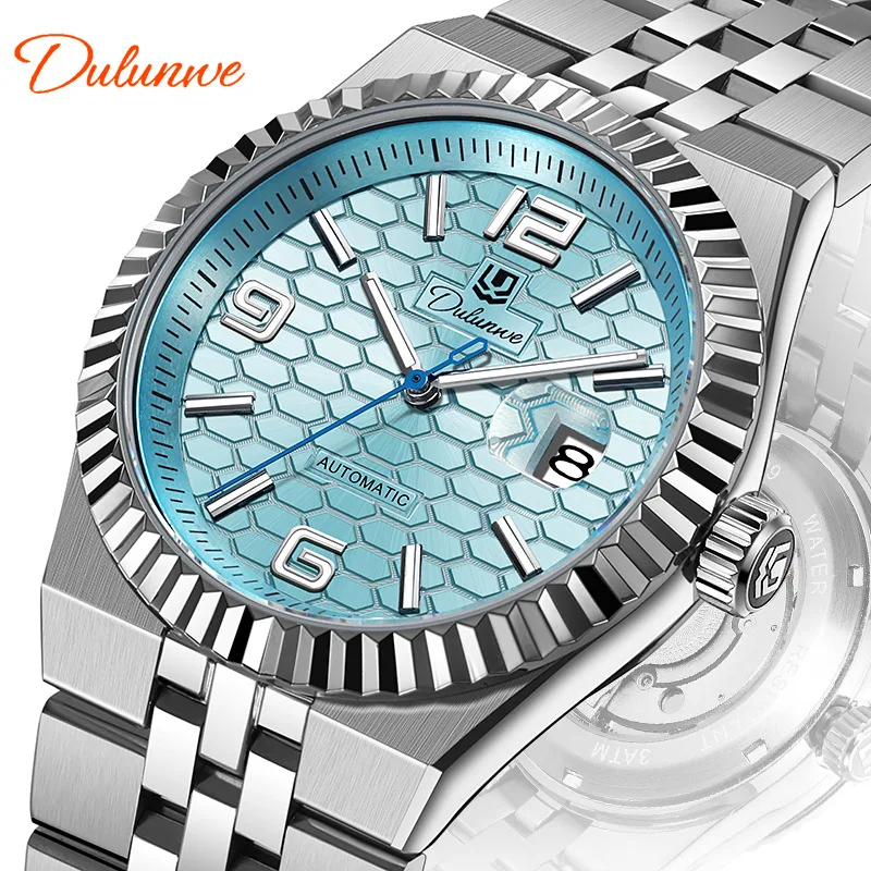 2027Dulenway's new Lu make men's luminous calendar waterproof solid steel belt business calendar automatic mechanical watch