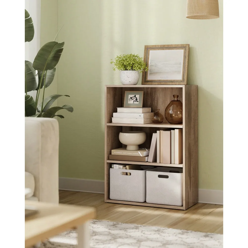 

Книжный шкаф, 3-ярусный открытый стеллаж с регулируемыми полками для хранения, напольный, 9,4 дюйма (глубина) x 23,6 дюйма (ширина) x 31,8 дюйма (высота), в деревенском стиле, цвет бронза.