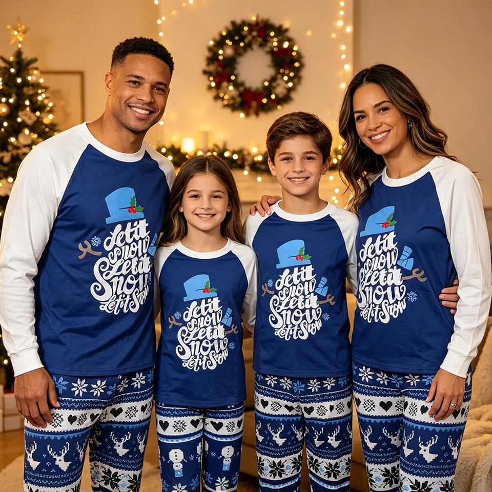 Letter Print Family Matching Christmas Pajamas for The Whole Family Xmas Sleepwear Jammies for Mommy Daddy Couples Boys Girls