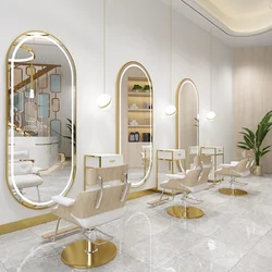 Barber hair salon dedicated hair clipper mirror, simple single sided, floor mounted, wall illuminated, and illuminated mirror