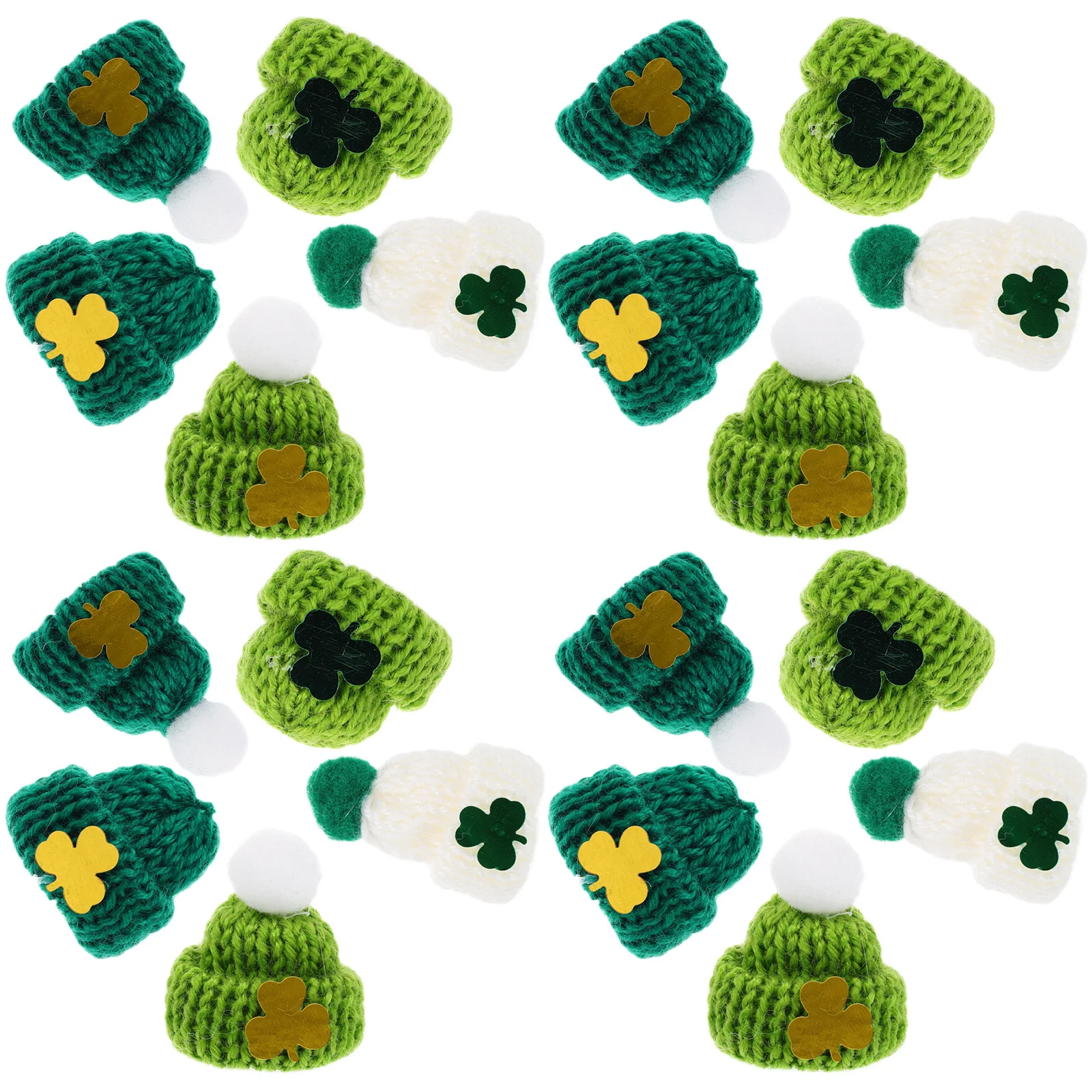 25Pcs Mini Knit Wool Yarn Hats Saint Patrick DIY Craft Accessories Miniature Knitted Hat Ornaments Mini Hats for DIY