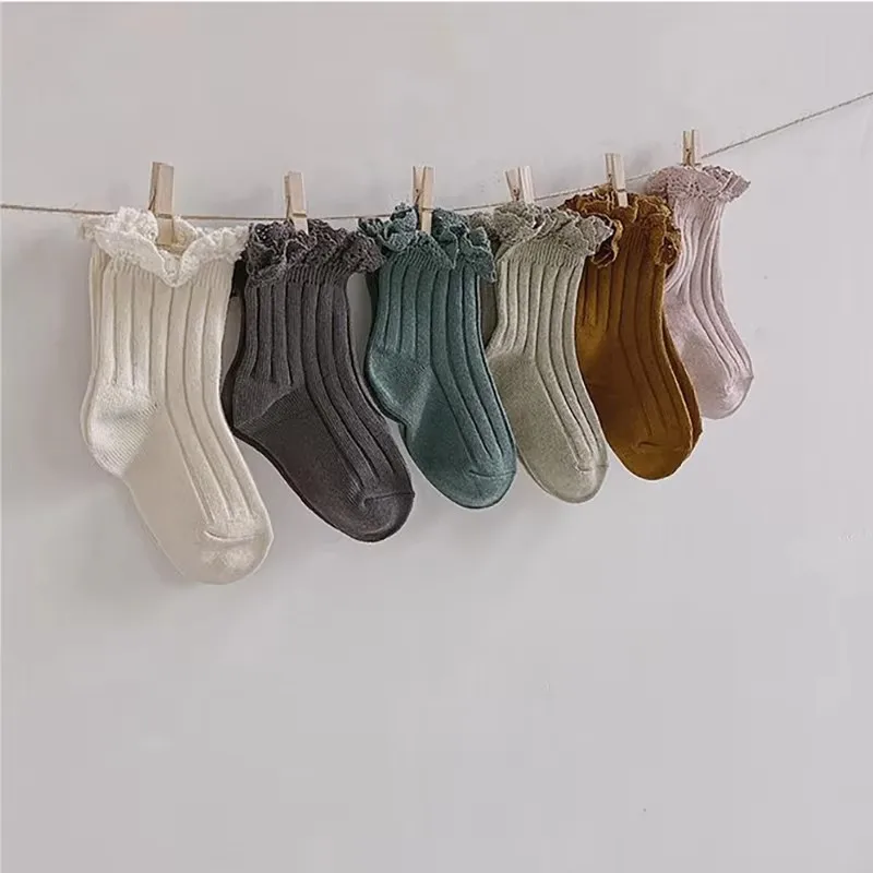 Candy Color Children Socks With Lace GIrls Ankle Socks Soft Baby Toddlers Infant Socks Kids Princess Sock High Quality