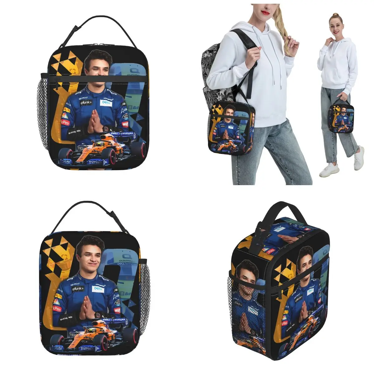 Ando Norris Racing Driver borse per il pranzo con isolamento termico per Picnic Race Car borsa per alimenti portatile uomo donna Thermal Cooler Lunch Box