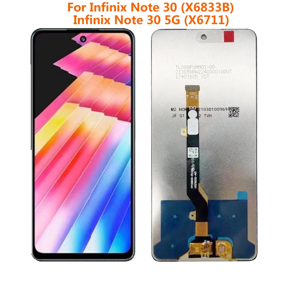 

ЖК-дисплей для Infinix Note 30 X6833 X6833B, дисплей для Infinix Note 30 кодирующий преобразователь сенсорного экрана в сборе X6711, Замена ЖК-экрана