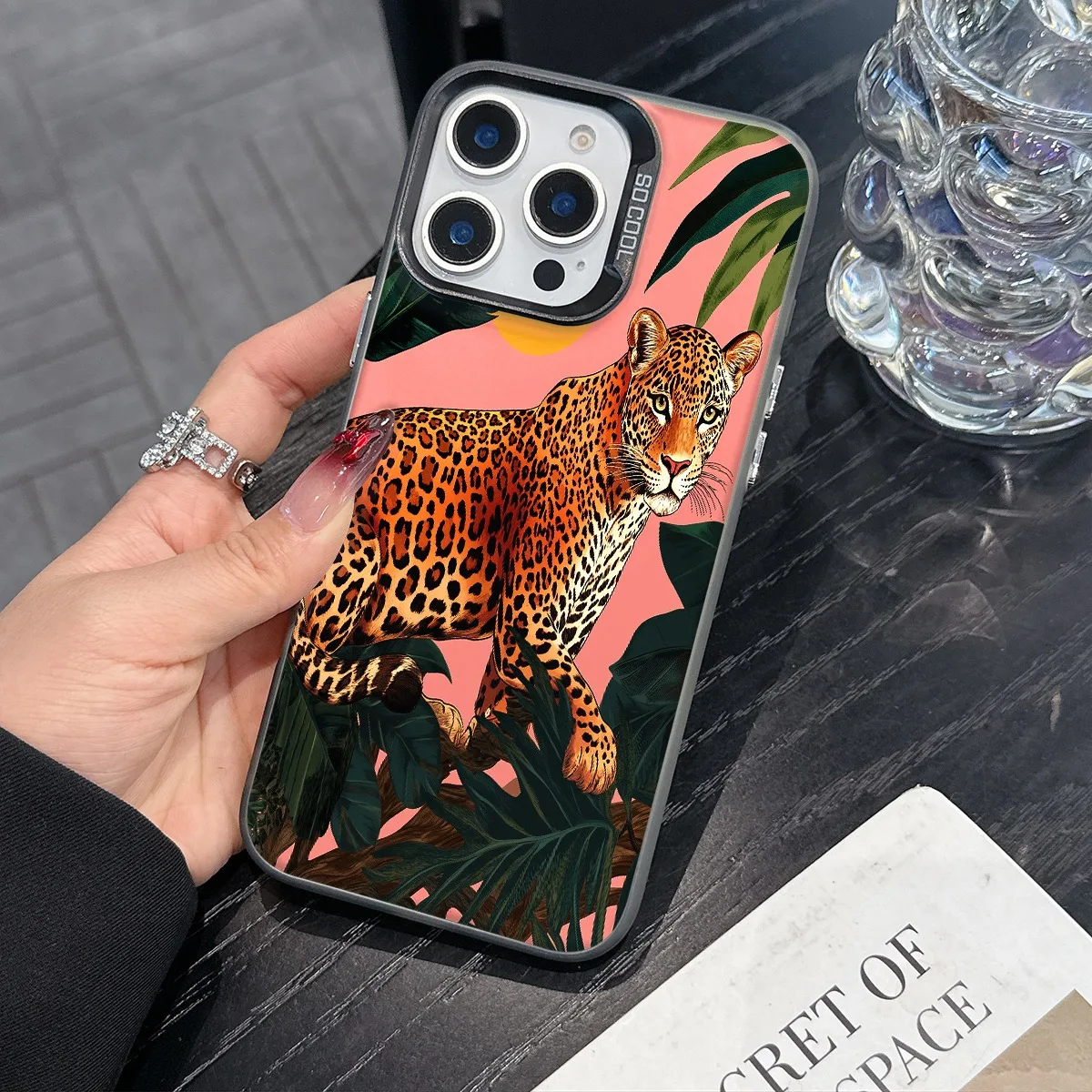 

Jungle pink leopard print design phone case for iPhone 16 15 14 13 12 11 Pro/ Max/Plus shock-proof rear cover anti-fingerprint