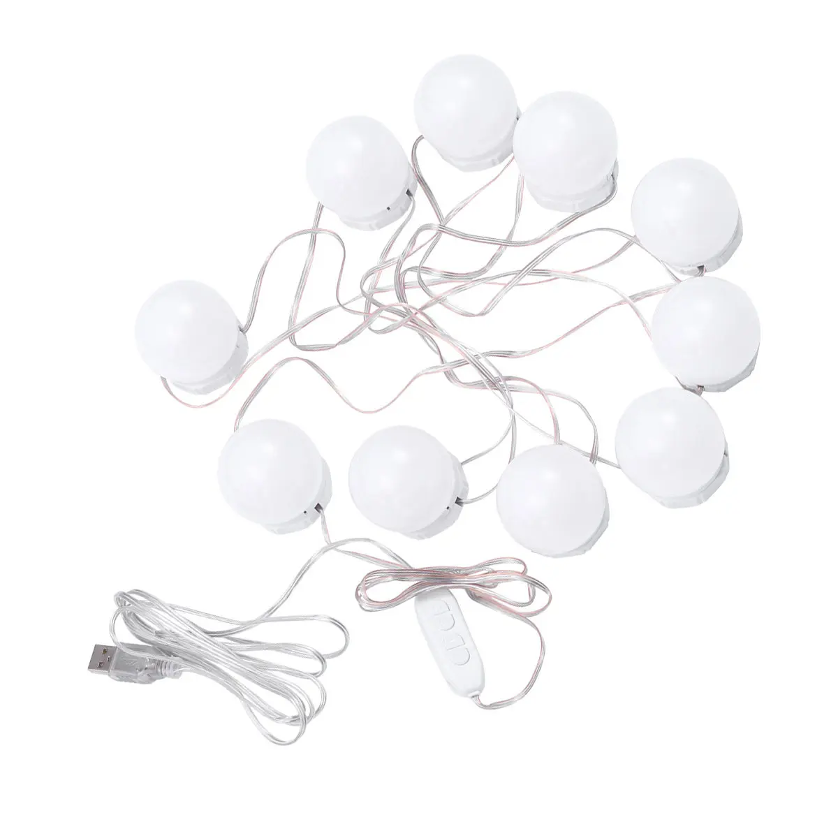 

1Set Mirror Light Bulbs USB Rechargeable 3 Color Temperature Soft Glare Lighting for Makeup Vanity Mirror