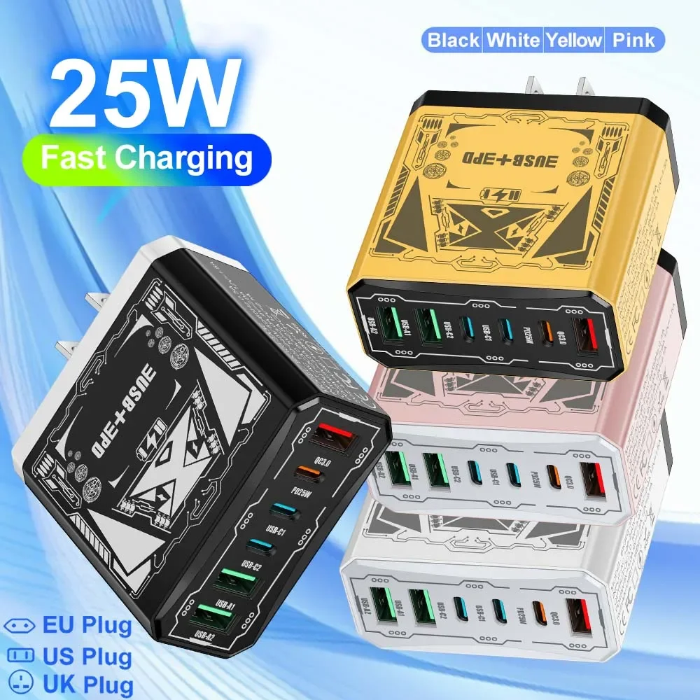 6 In 1 3USB 3PD Cha…