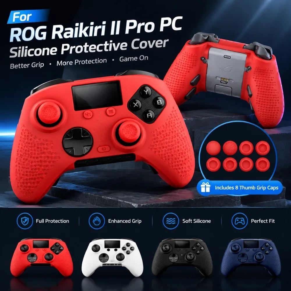 Soft Silicone Game Controller Protective Case Anti-fall Scratch Resistant Gamepad Protector Dustproof for ROG Raikiri II Pro PC