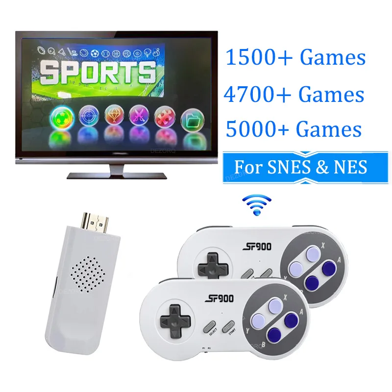 Retro Video Game Console Game Stick With 4700 Games Wireless Controller SF900 Consolas De Videojuegos for NES SNES