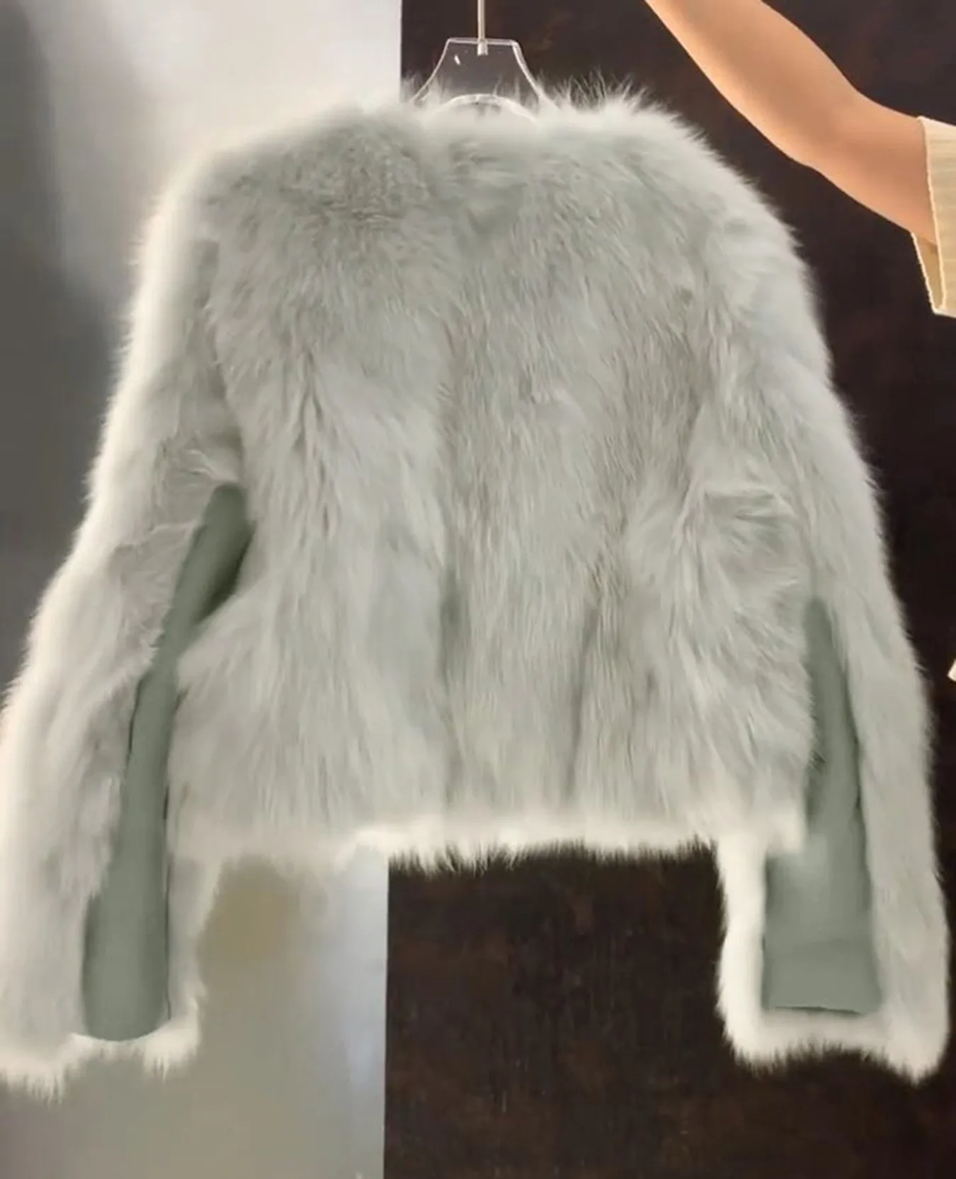 Faux Fur Khaki Coats Womens Lambswool Slim Evening Mother Down Panelled Extended Buttoned Split Pure Medium-Length Thermal Lined