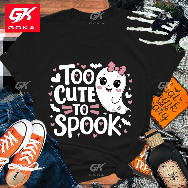 Halloween Too Cute To Spook Printing Cotton T Shirt Men Women Tops Tees Casual Clothing Cool Hip Hop Short Sleeve Unisex T Shirt