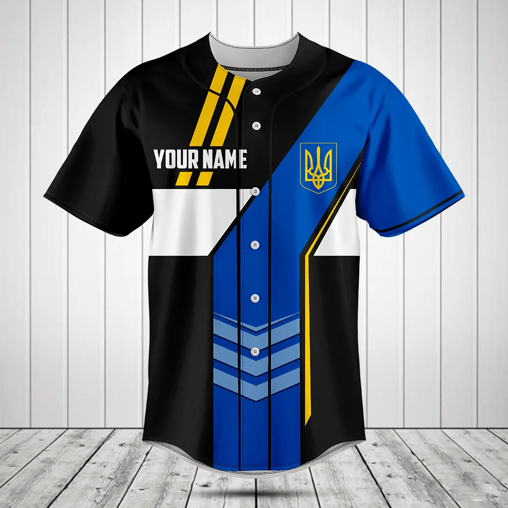 

Ukraine Men's Custom Name Baseball Jersey Summer New Fashion 3D Print Oversize Men's And Women's Baseball Shirt