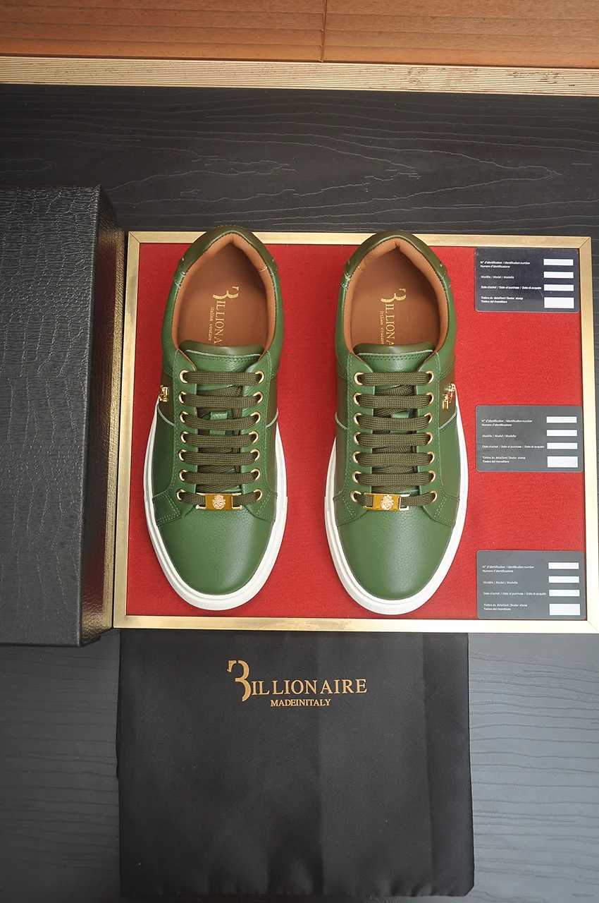 BLLIYOSS New Men Shoes Calf leather stitching Three dimensional relief sculpture Embossed badge pattern 3illionaire Old moeny