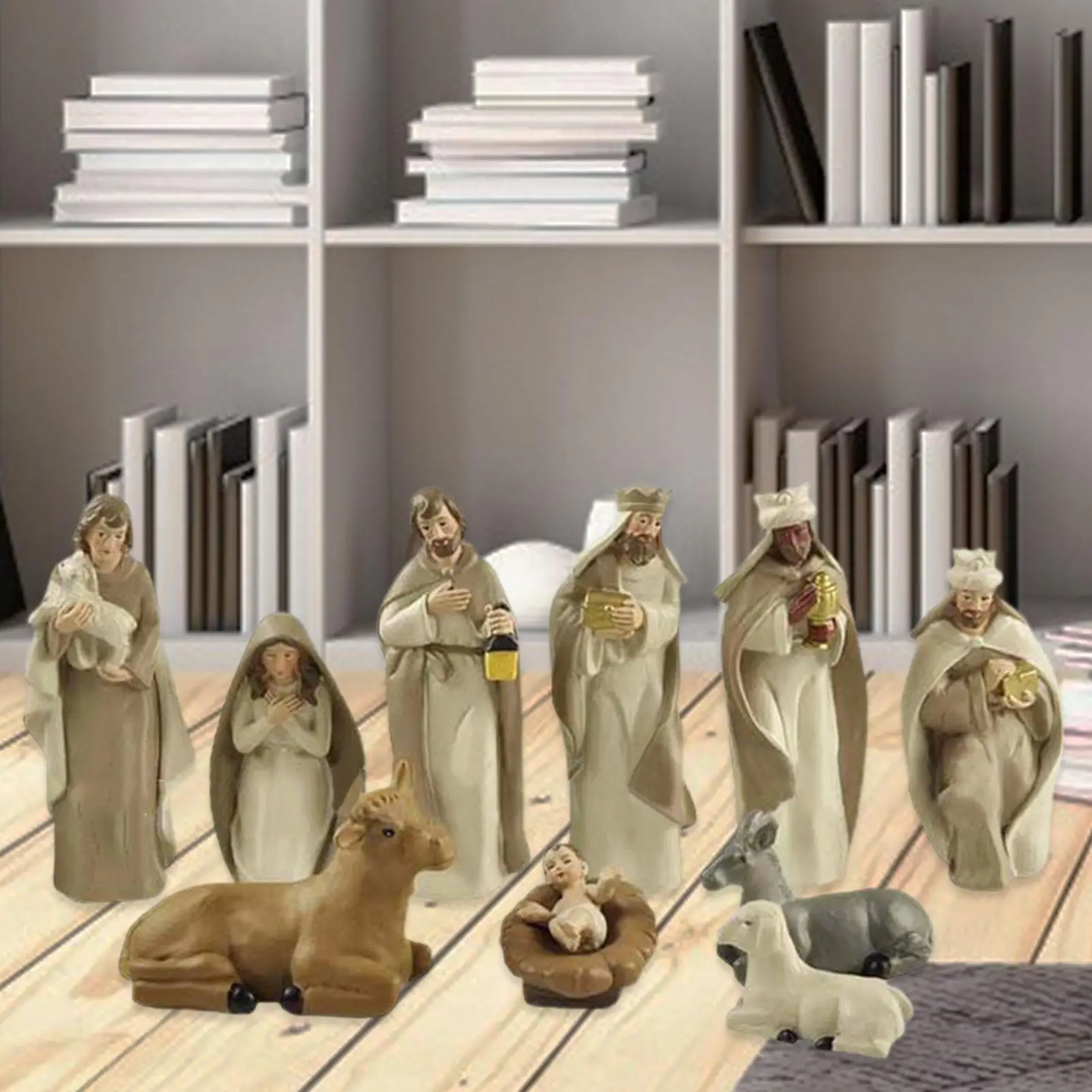 Kerststal Beeldjes Hars Tafelblad Kerststal Figuren Kleine Kerst Beeldjes Decor voor Woonkamer Boekenplank Pan