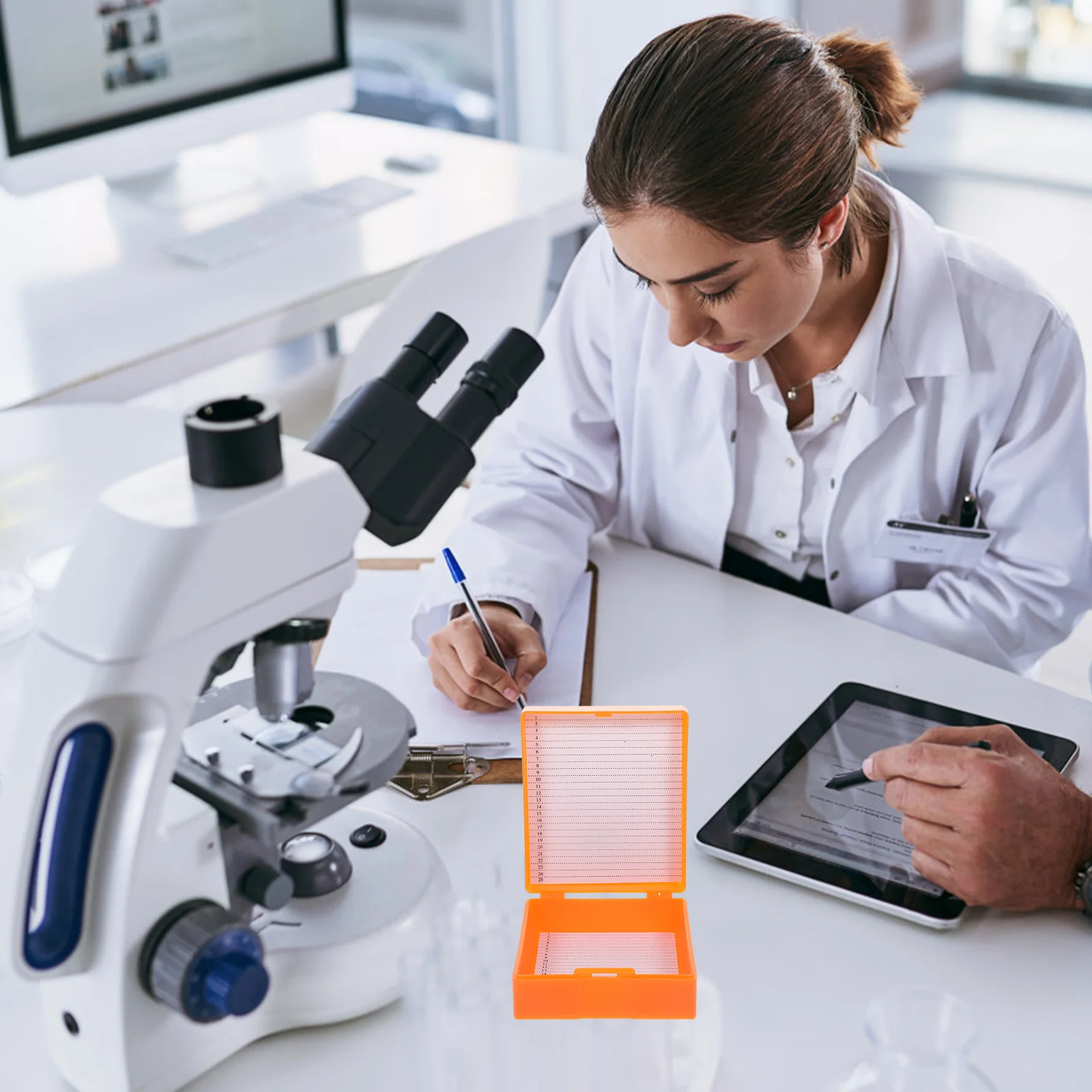 กล่องเก็บสไลด์แก้วสำหรับกล้องจุลทรรศน์ ทำจากพลาสติกใส สำหรับห้องปฏิบัติการ โรงเรียน การสอน และเก็บตัวอย่าง