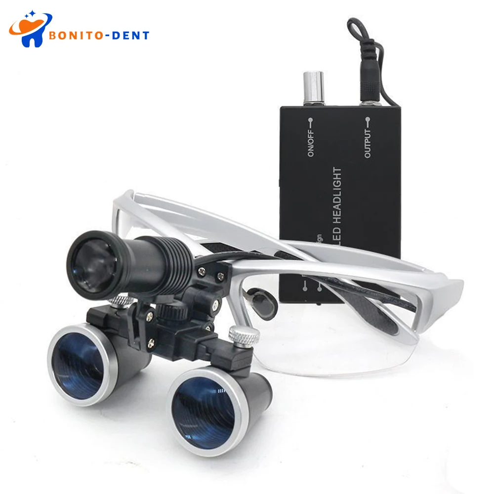 

3.5X/2.5X Magnification Binocular Dental Loupe Surgery Surgical Magnifier with Headlight LED Light Medical Operation Loupe Lamp