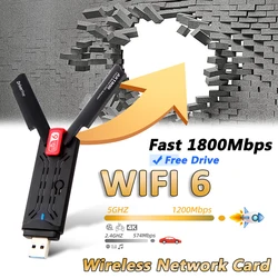 1800Mbps WIFI 6 USB Network Card Wireless Wi-Fi Dongle 3.0 USB Adapter 2.4G/5GHz Dual Band 802.11AX WiFi Adapter For Windows 11