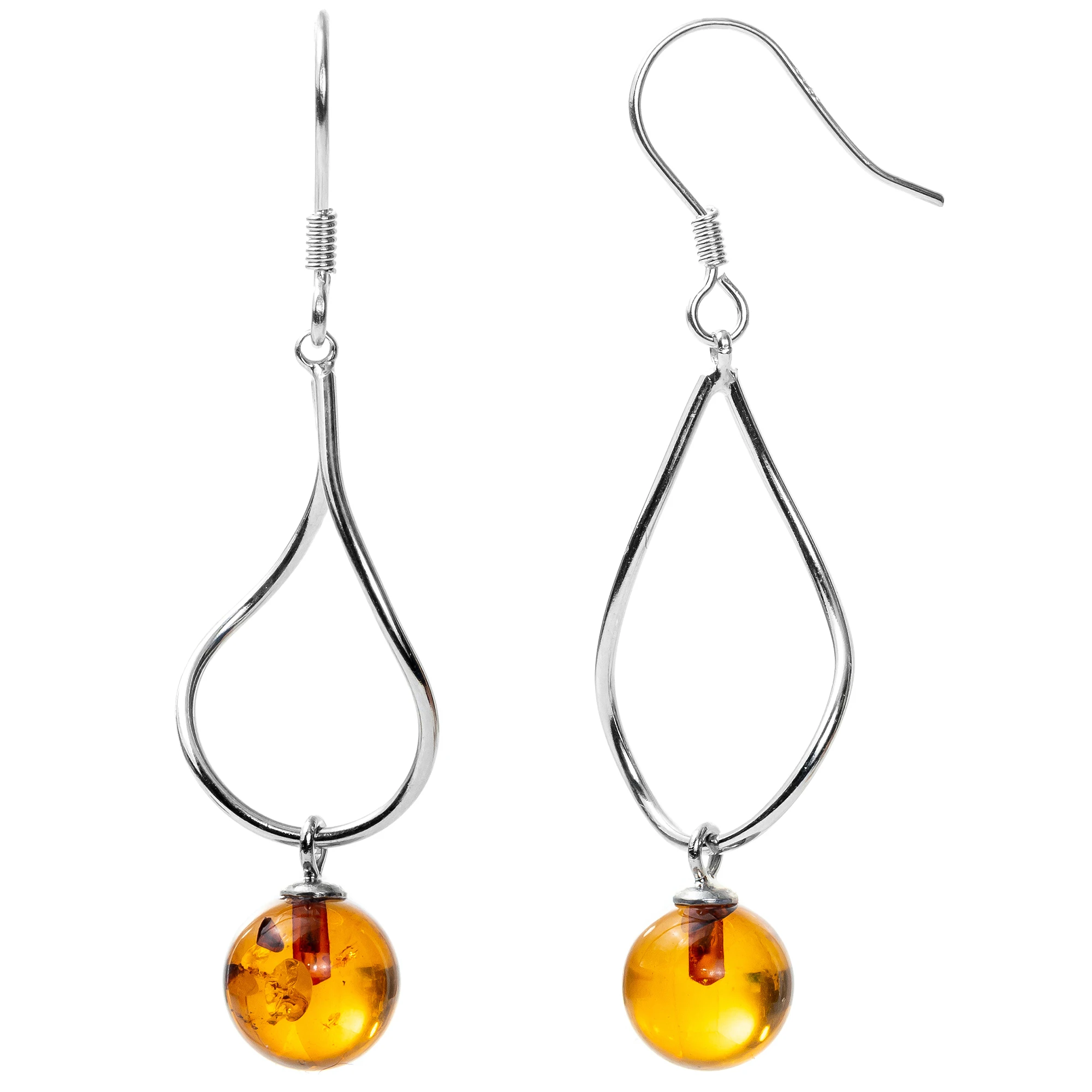 

Baltic Round Amber 925 Sterling Silver Drop Dangle Earrings for Women - Fashion Natural Baltic Amber Stone Jewelry Wholesale