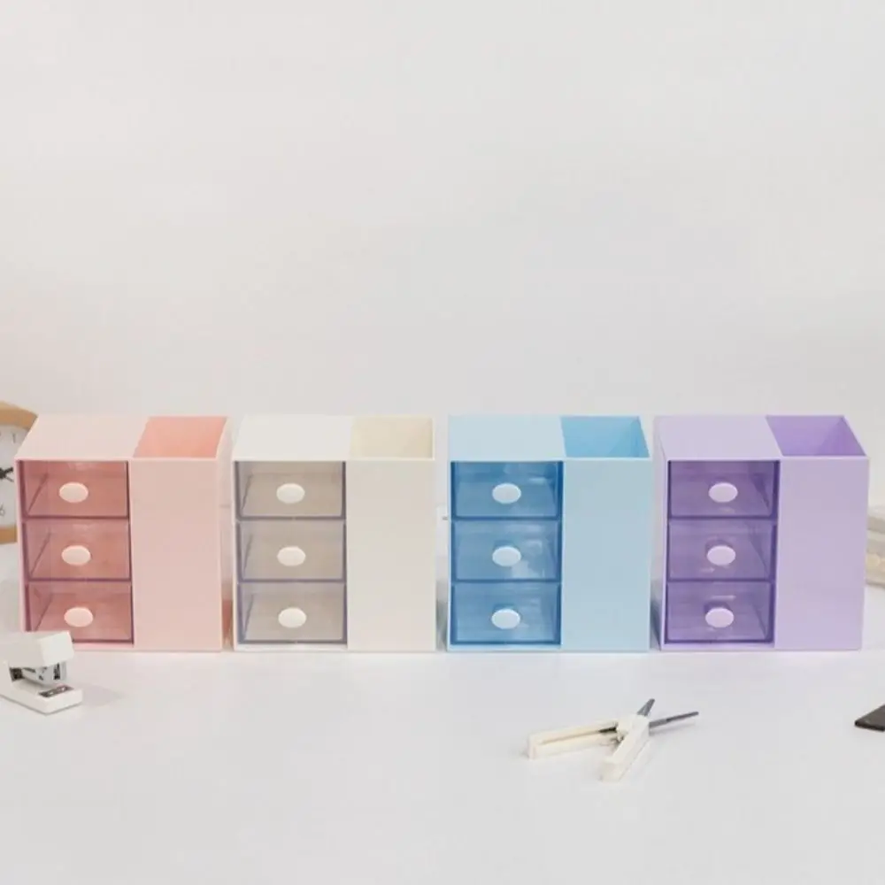 Clear Drawer Student Stationery Storage Box Stackable Multi Functional Desktop Pen Holder Fashion Plastic Jewelry Organizer Box