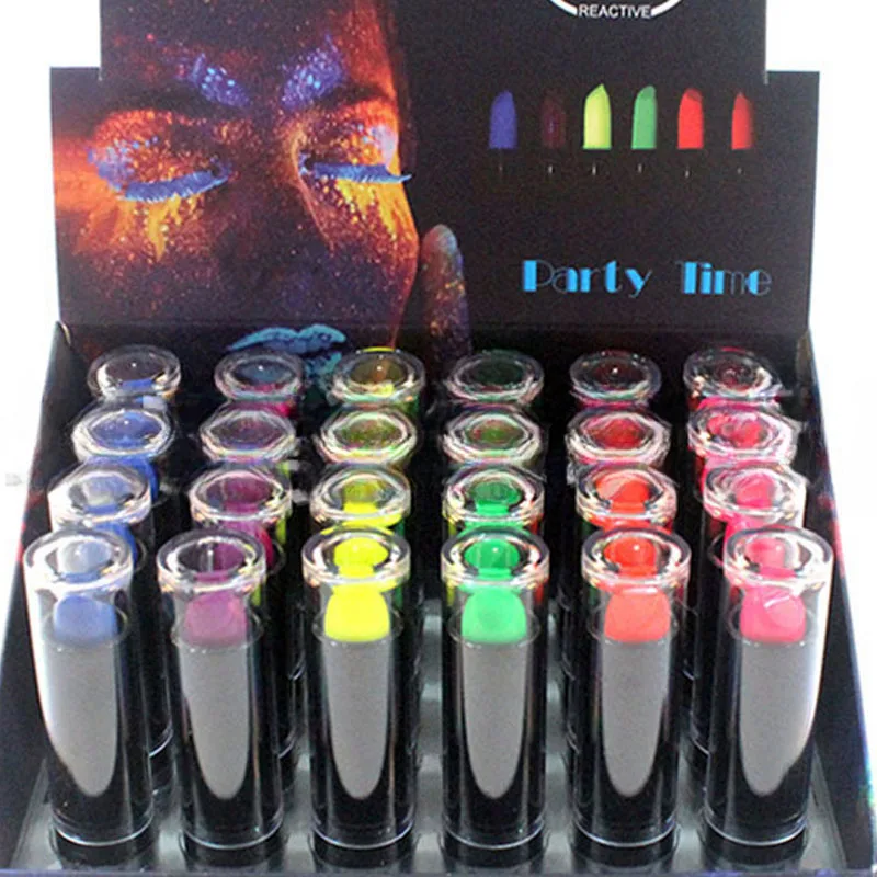 1pcs Glow Blacklight Neon UV Lipstick Face Body Paint Fluorescent Event Party Makeup Costume Marker Bar Club Birthday Halloween