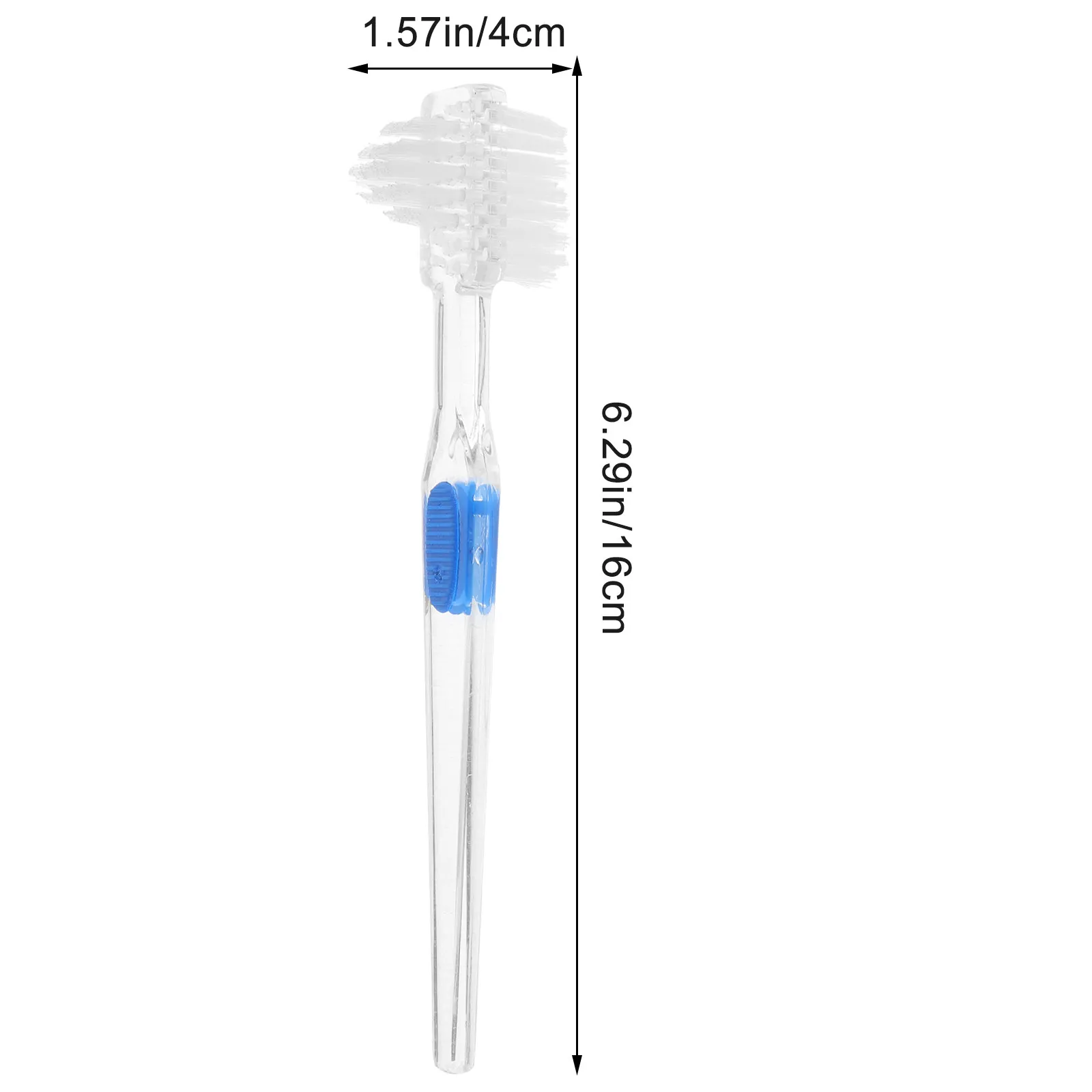 3Pcs Transparent Double-Headed Denture Brush False Teeth Cleaner Effective Cleaning Toothbrush Non-Slip Handle Stain Removal