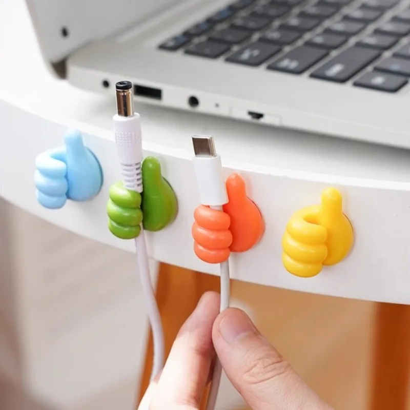 

10pcs/set Thumb Hook Cable Organizers Table Desk Charge Data Cable Line Winder Holder Hooks for Cables Management Clips