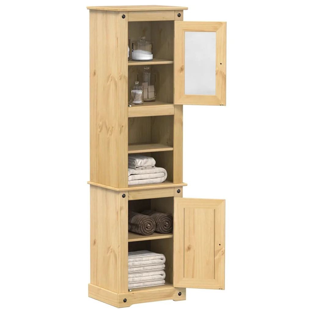 Corona Badezimmerschrank 50x40x185 cm aus massivem Kiefernholz, modernes Design, stilvoller Badezimmerschrank, stabile Möbelsets