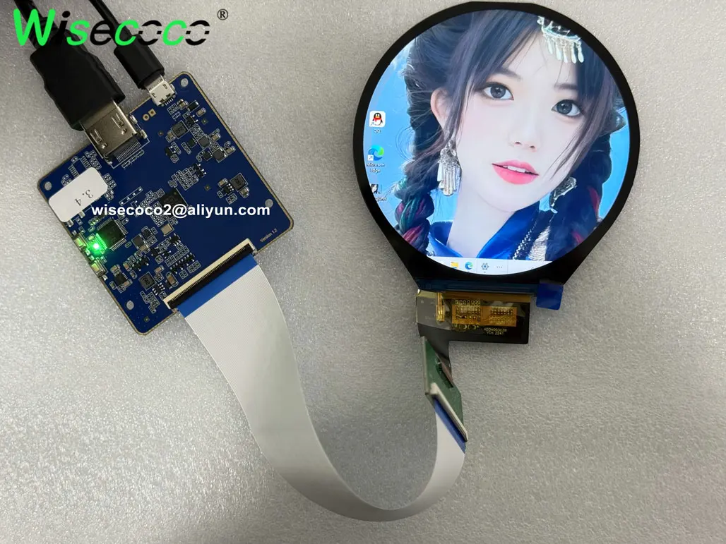 Layar Bulat 3.4 Inci Modul Layar LCD IPS 800X800 untuk Tampilan Proyek Aplikasi Rumah Papan Reklame Digital Raspberry Pi