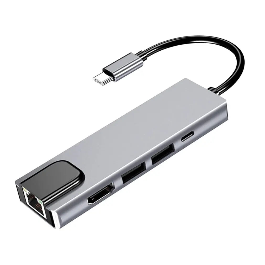 

USB Type C Hub Adapter Dock with 4K HDMI PD RJ45 Ethernet Lan Charge for MacBook USB Type C Hub Aluminum alloy Adapter