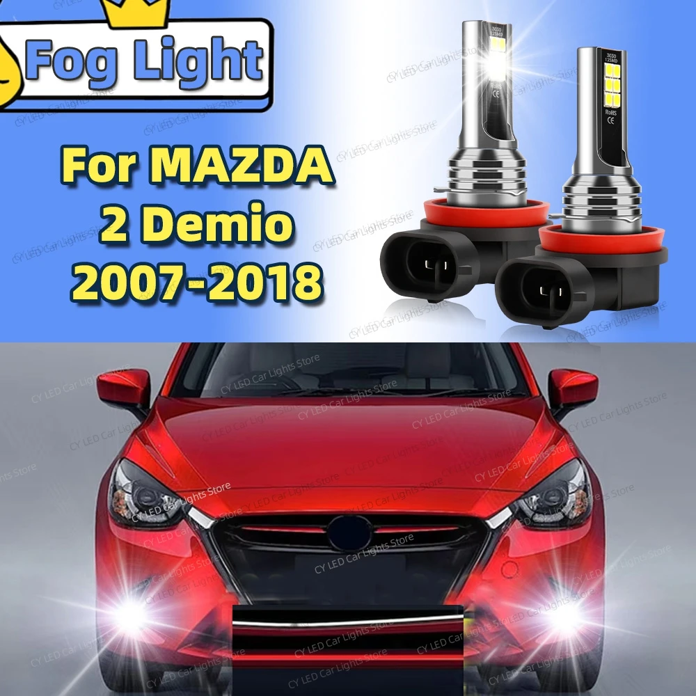 2pcs LED Front Fog Lamp Canbus Car Light Blub For MAZDA 2 Demio 2007-2018 2008 2009 2010 2011 2012 2013 2014 Auto Accessories