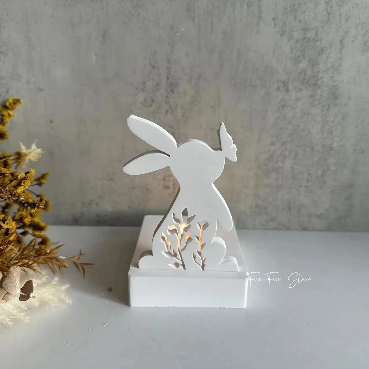 Hollow Flower Pattern Rabbit Candle Holder Silicone Mold Candle Holder Base Plaster Incense Stone Mold Easter Gift Home Decor