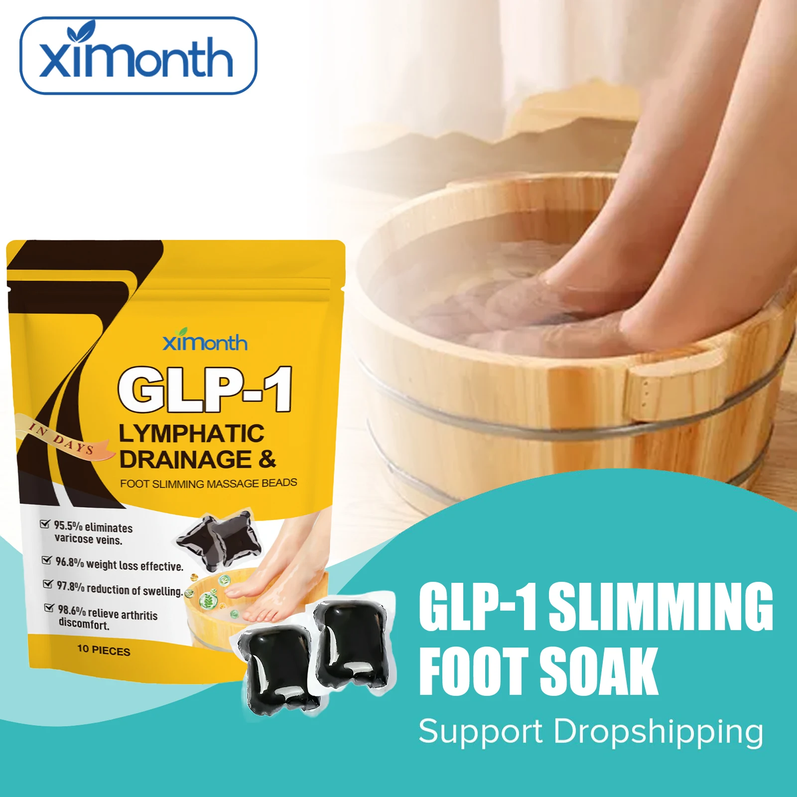 

GLP-1 Лимфатический дренаж для ног, удаление целлюлита, облегчение усталости ног, удаление запаха, улучшение кровообращения, Детокс, гель для ванны для ног