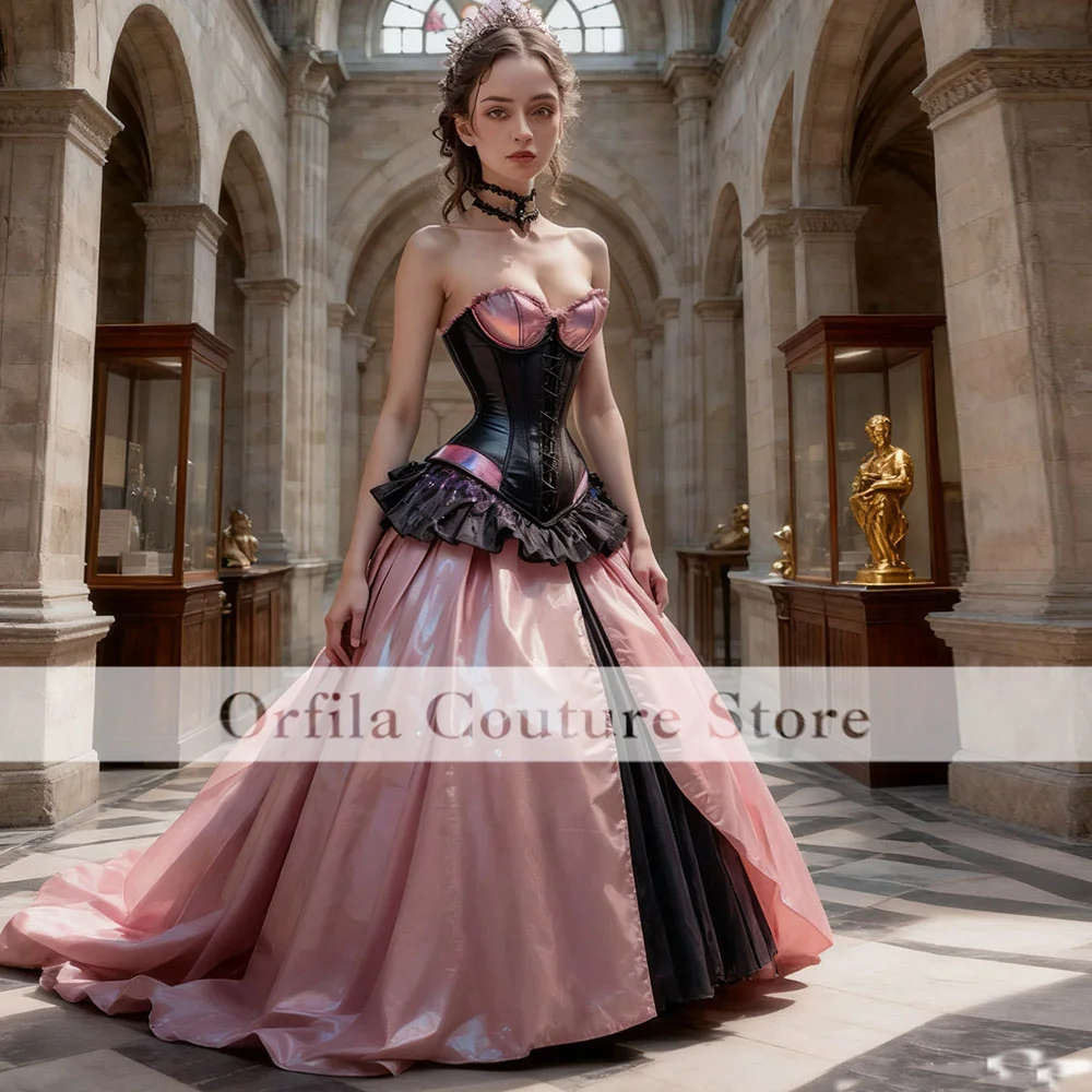 Vintage Victorian Pink Prom Dresses Ruched Sweetheart Corset A-Line Evening Gown Special Occasion Outfit Customized