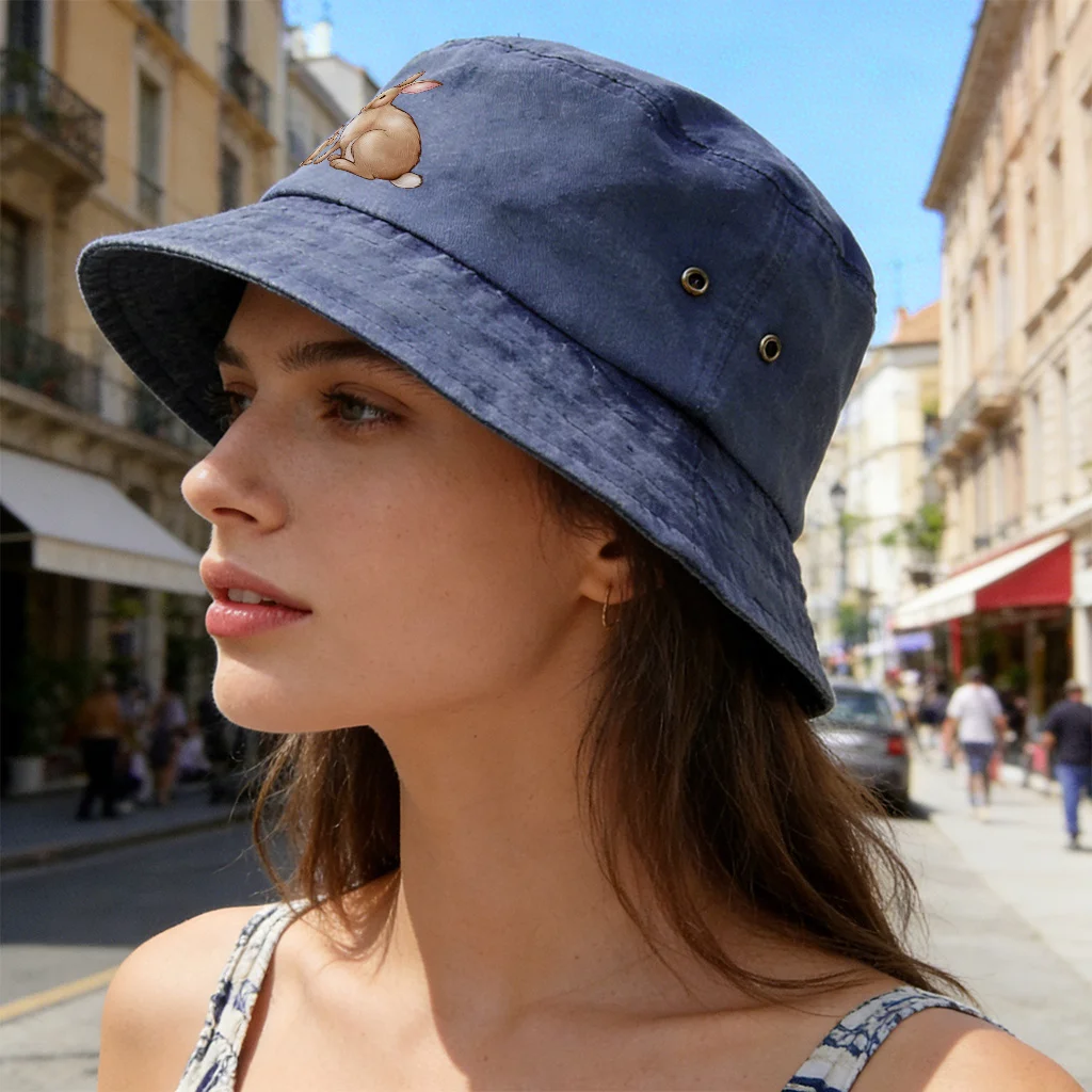 Retro Distressed Washed Bucket Hat with Cool Print, Lightweight And Breathable with Ventilation Holes, Available in Multiple Col