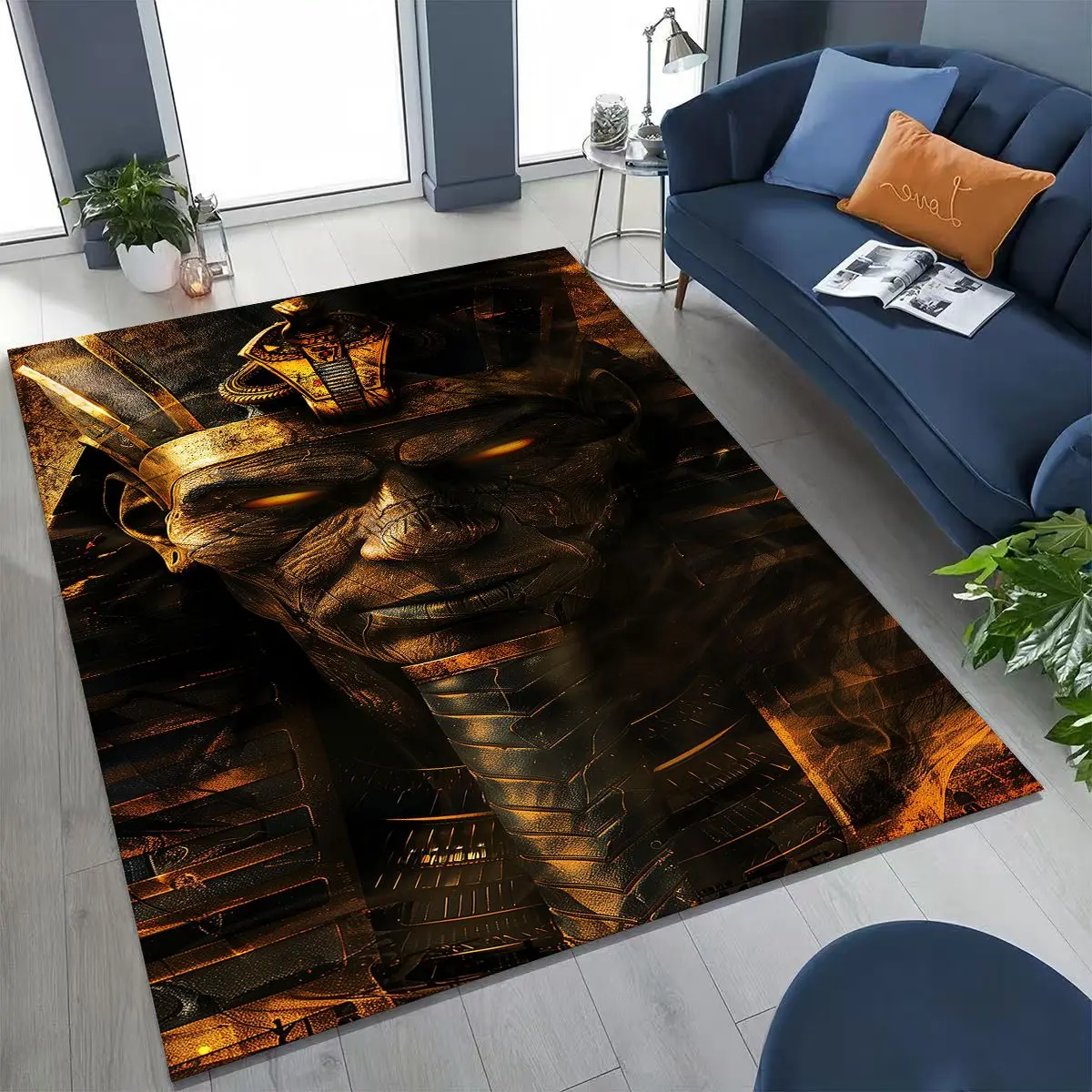 

Ancient Egyptian God Dead Anubis Pharaoh Tutankhamun Mask Rug Carpet for Bedroom Living Room Sofa Doormat Decor,Non-slip Mat