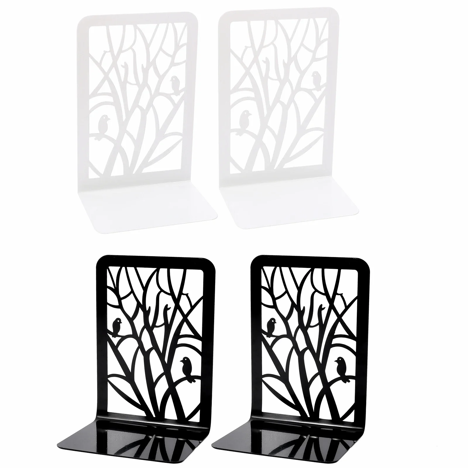 1Pair Hollow Tree Shadow Bird Branch Bookends Exquisite Book Support Office Desk Decoration Retractable Bookstands for Student